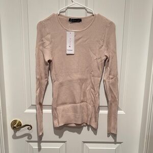 Zara Blush Ribbed Knit Top